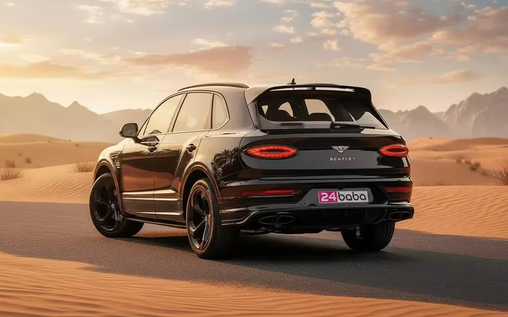 Bentley Bentayga 2023 Black rear view showing taillights – rental in Dubai
