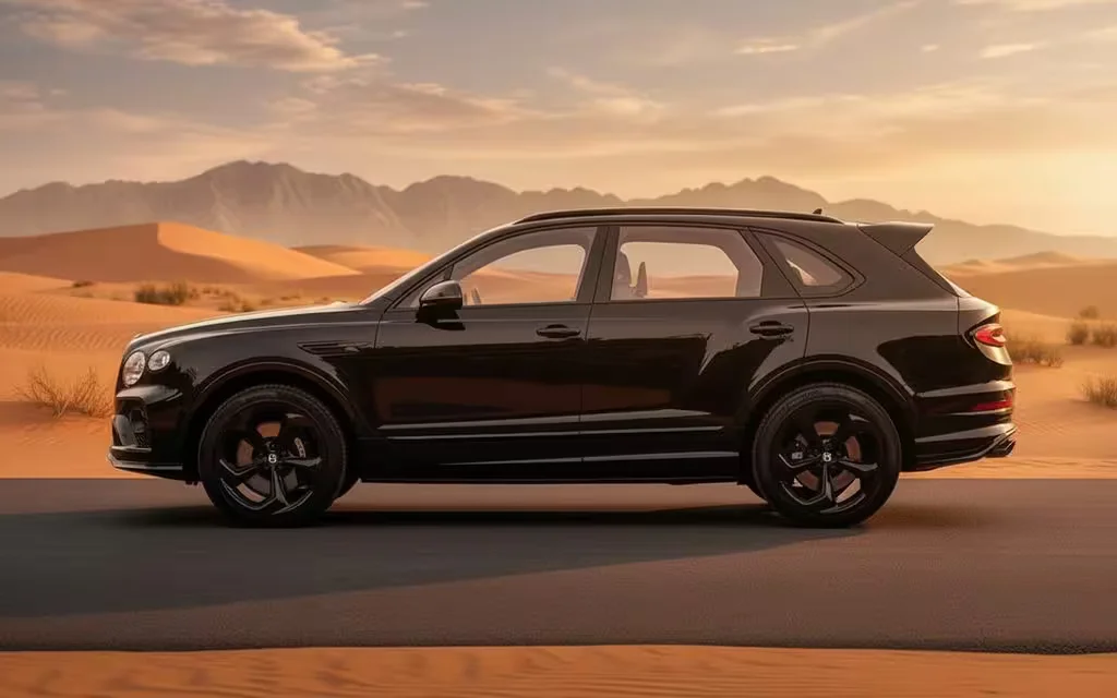 Bentley Bentayga 2023 Black side profile – rental in Dubai