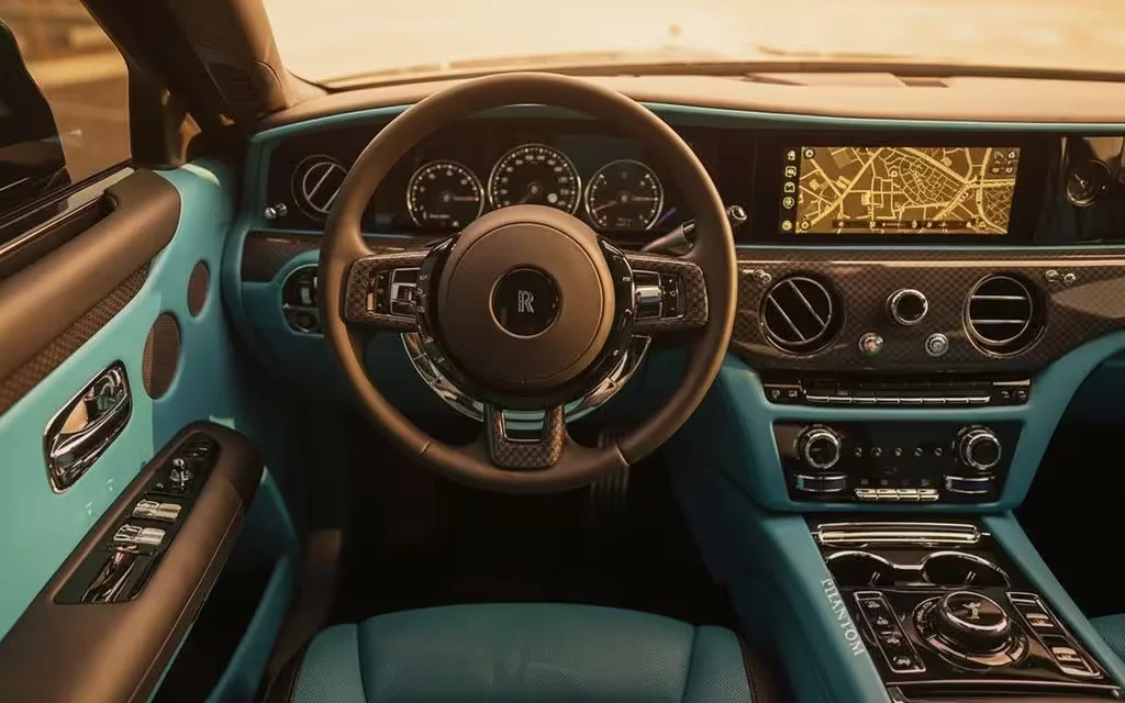 RollsRoyce Ghost 2022 interior view showing trim – rental in Dubai