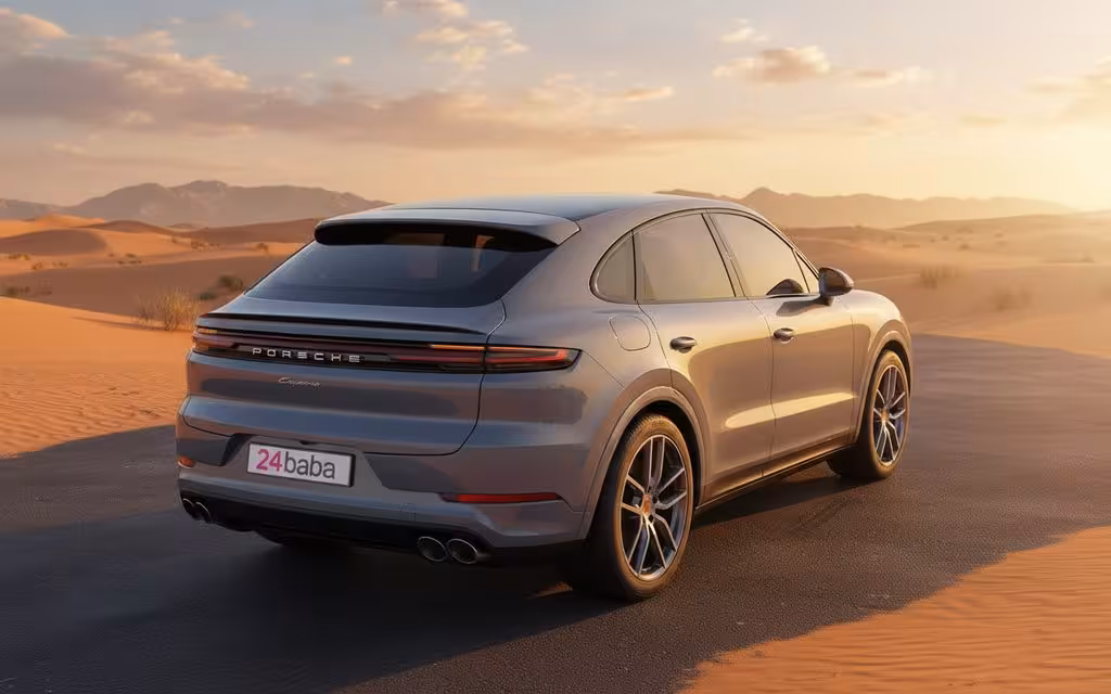 Porsche Cayenne 2024 Grey rear view showing taillights – rental in Dubai