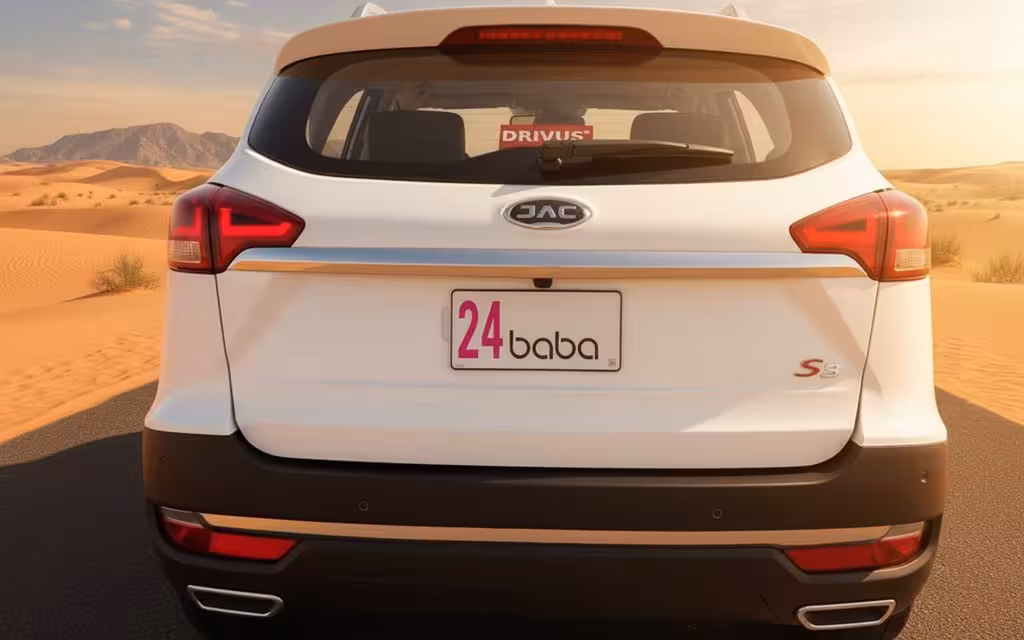 Jac S3 2023 White rear view showing taillights – rental in Dubai