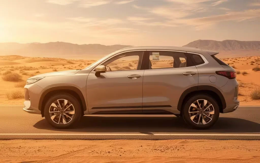 Exeed Lx 2025 Silver side profile – rental in Dubai