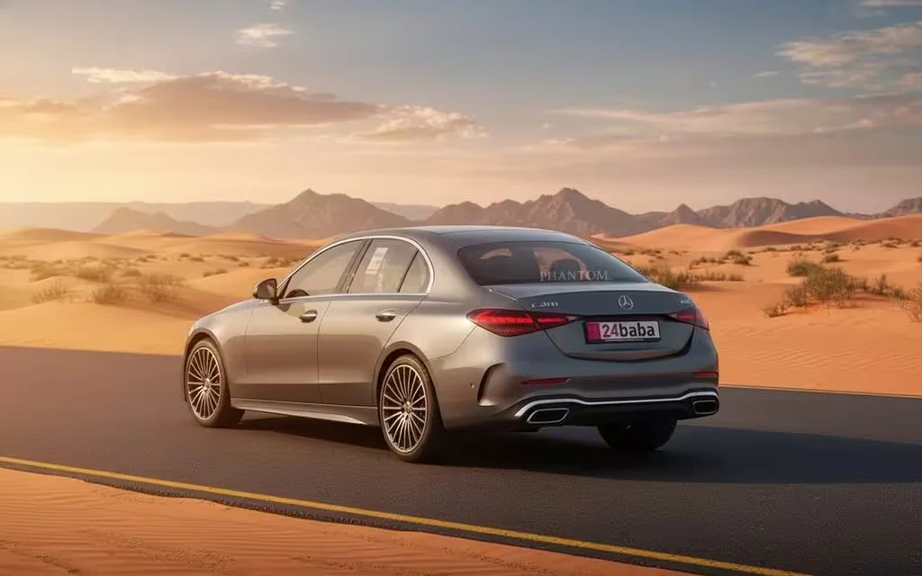 Mercedes C200 2022 Grey rear view showing taillights