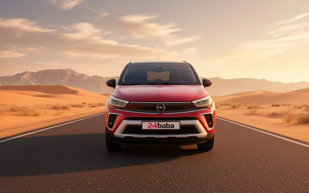 Opel Crossland 2023 Red front view with headlights – rental in Dubai