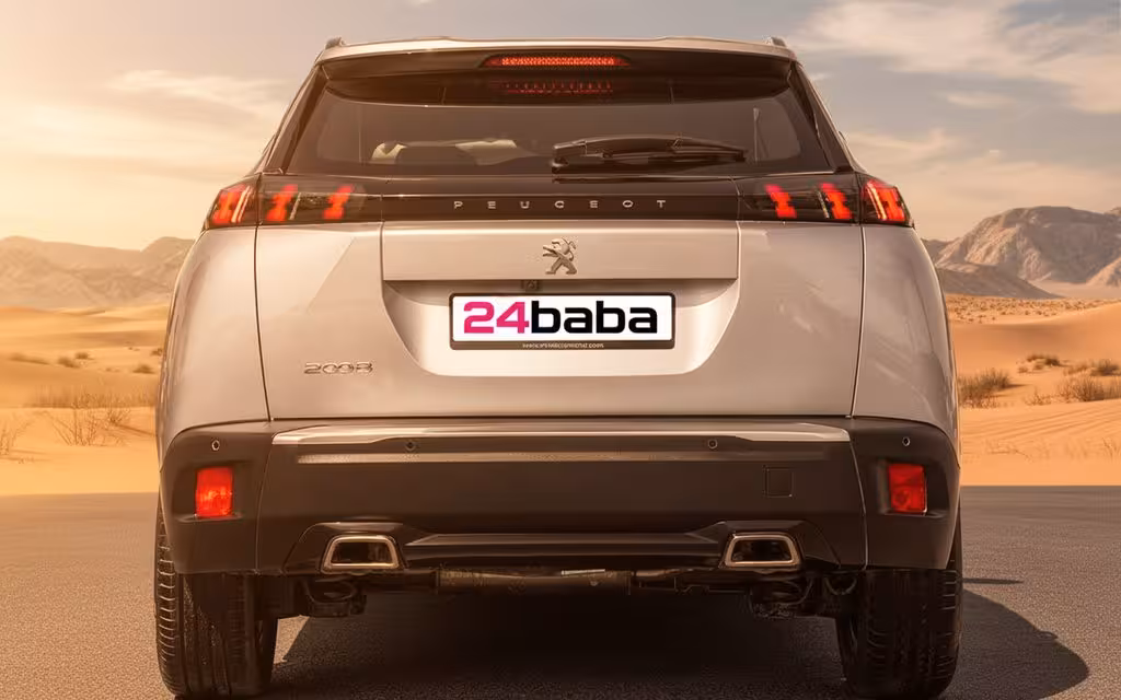 Peugeot 2008 2023 Grey rear view showing taillights – rental in Dubai