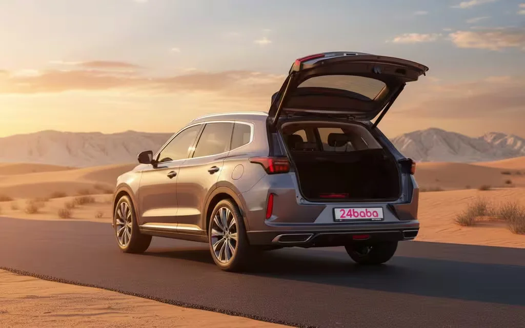 Exeed Lx 2024 night shot with lights on – rental in Dubai