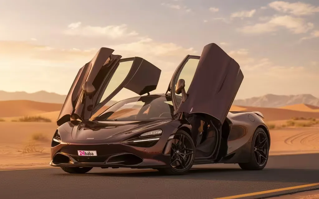Mclaren 720S 2022 Brown front view with headlights – rental in Dubai