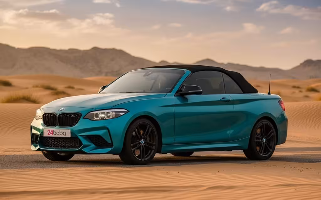 Bmw 240 2021 Blue front view with headlights – rental in Dubai