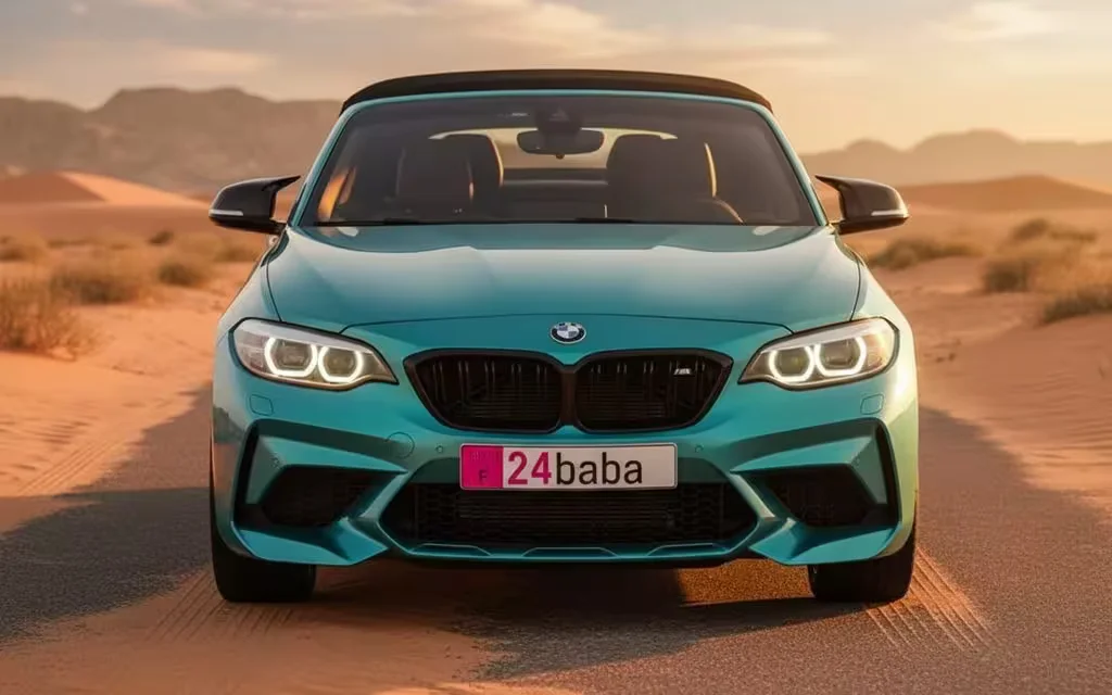 Bmw 240 2021 Blue front view with headlights – rental in Dubai