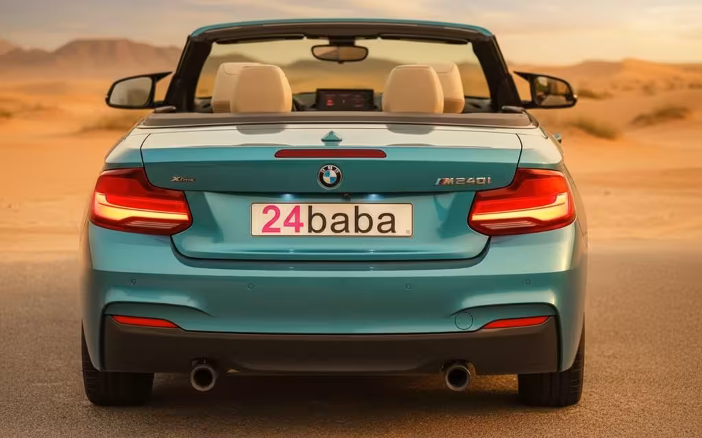 Bmw 240 2021 Blue rear view showing taillights – rental in Dubai