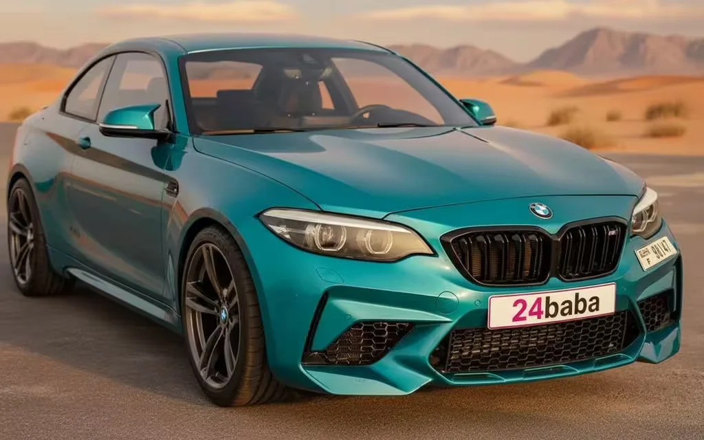 Bmw 240 2021 Blue front view with headlights – rental in Dubai