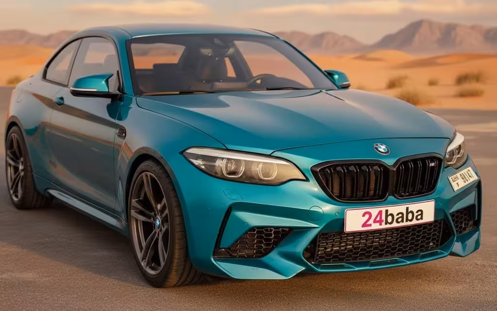Bmw 240 2021 Blue front view with headlights – rental in Dubai