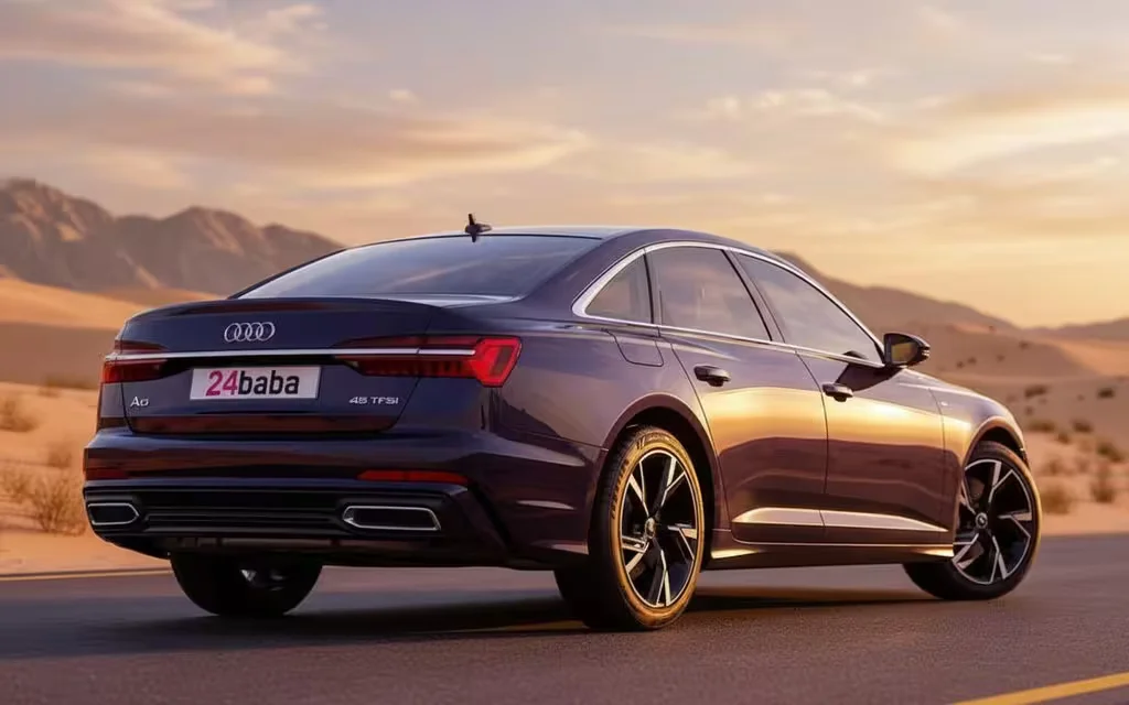 Audi A6 2021 Blue rear view showing taillights