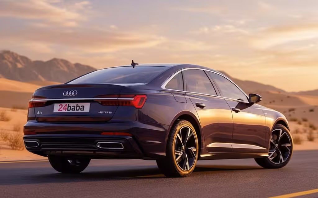 Audi A6 2021 Blue rear view showing taillights