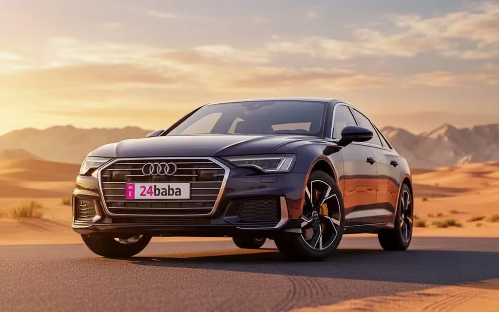 Audi A6 2021 Blue front view with headlights