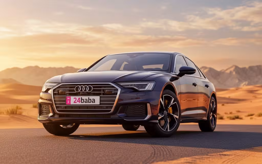 Audi A6 2021 Blue front view with headlights