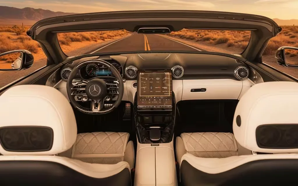 Mercedes Sl63 2025 interior view showing trim – rental in Dubai