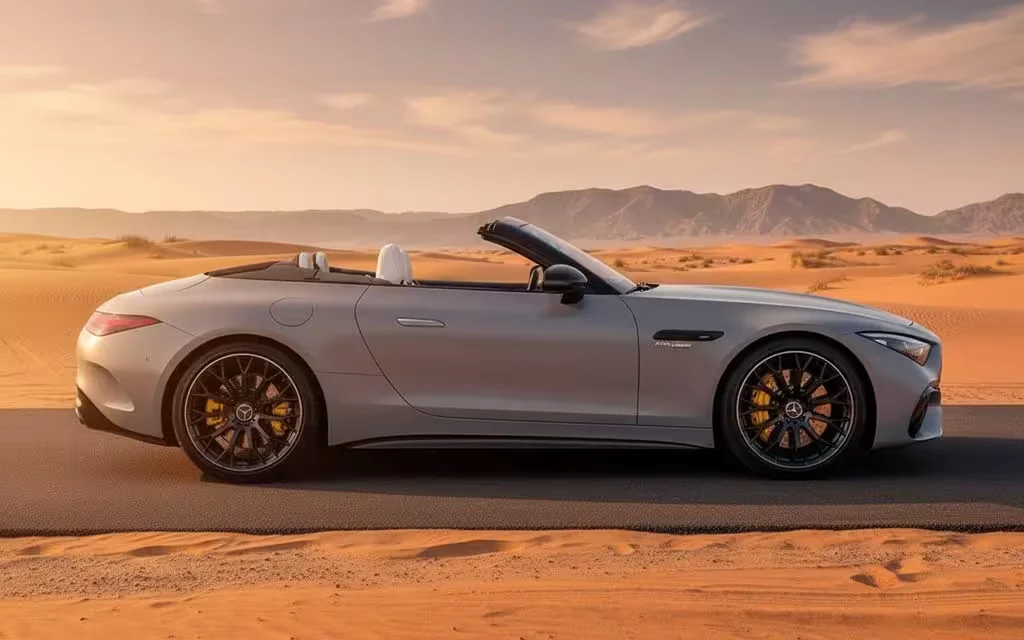 Mercedes Sl63 2025 Grey side profile – rental in Dubai