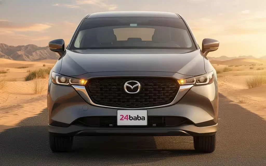 Mazda Cx 5 2025 Dark Gray front view with headlights – rental in Dubai