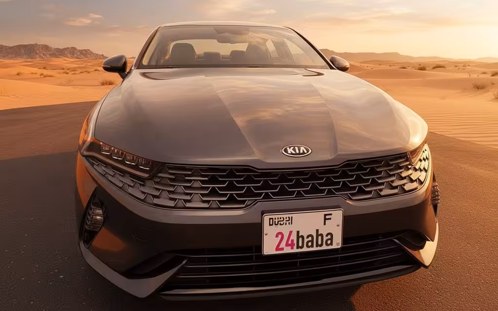 Kia K5 2022 Black front view with headlights