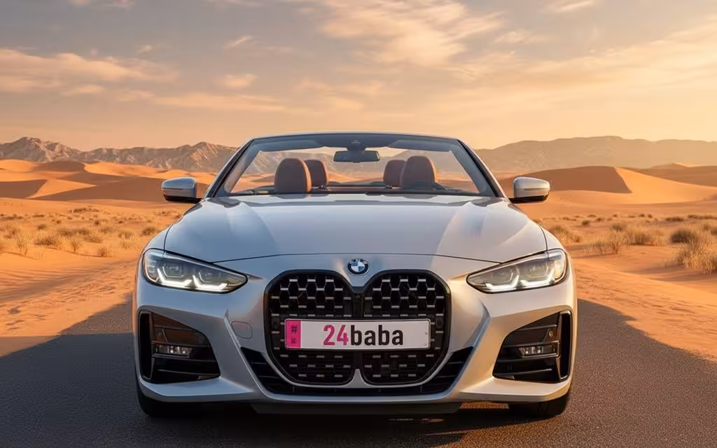 Bmw 420 2024 Silver front view with headlights – rental in Dubai