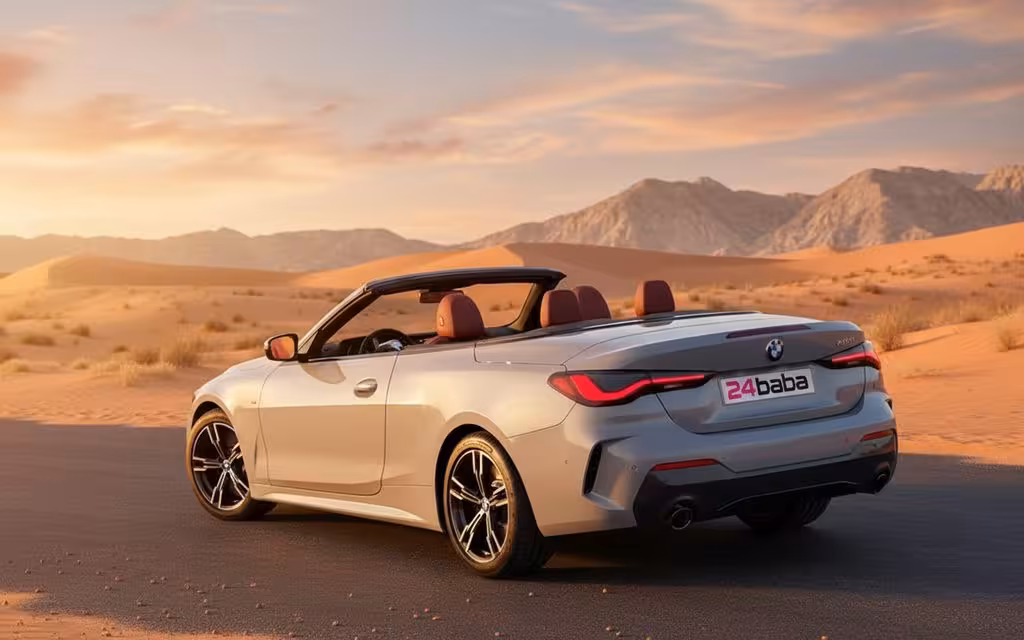 Bmw 420 2024 Silver rear view showing taillights – rental in Dubai