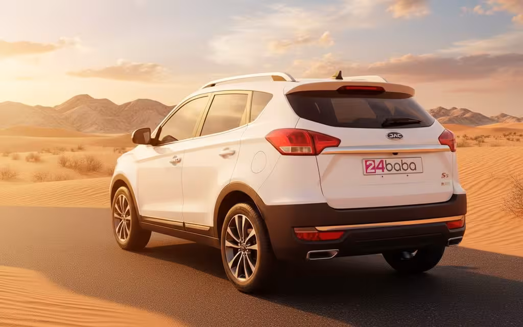 Jac S3 2024 White rear view showing taillights – rental in Dubai