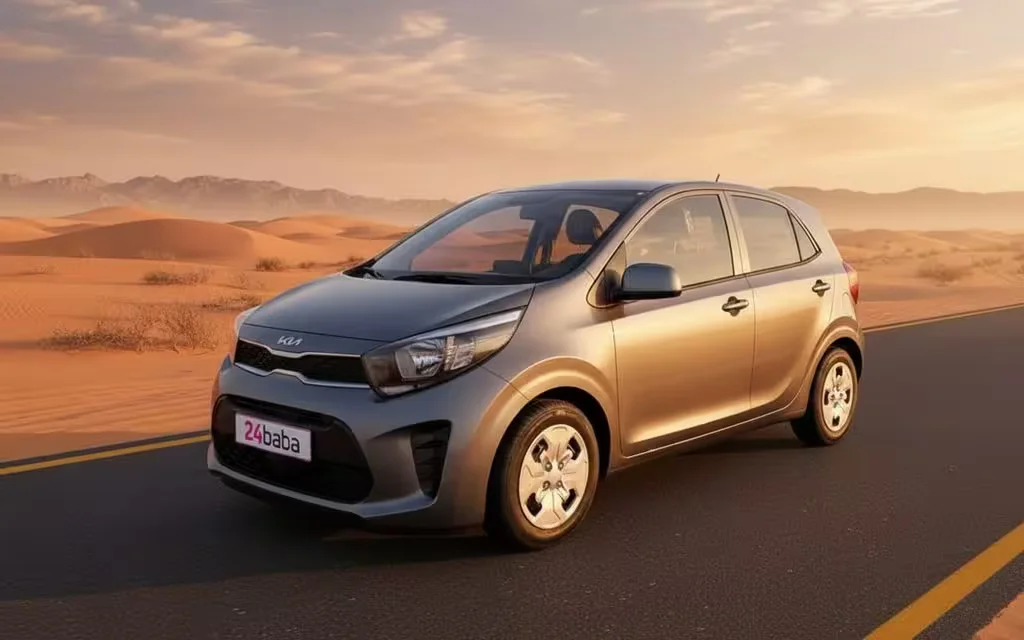 Kia Picanto 2023 Grey side profile – rental in Dubai