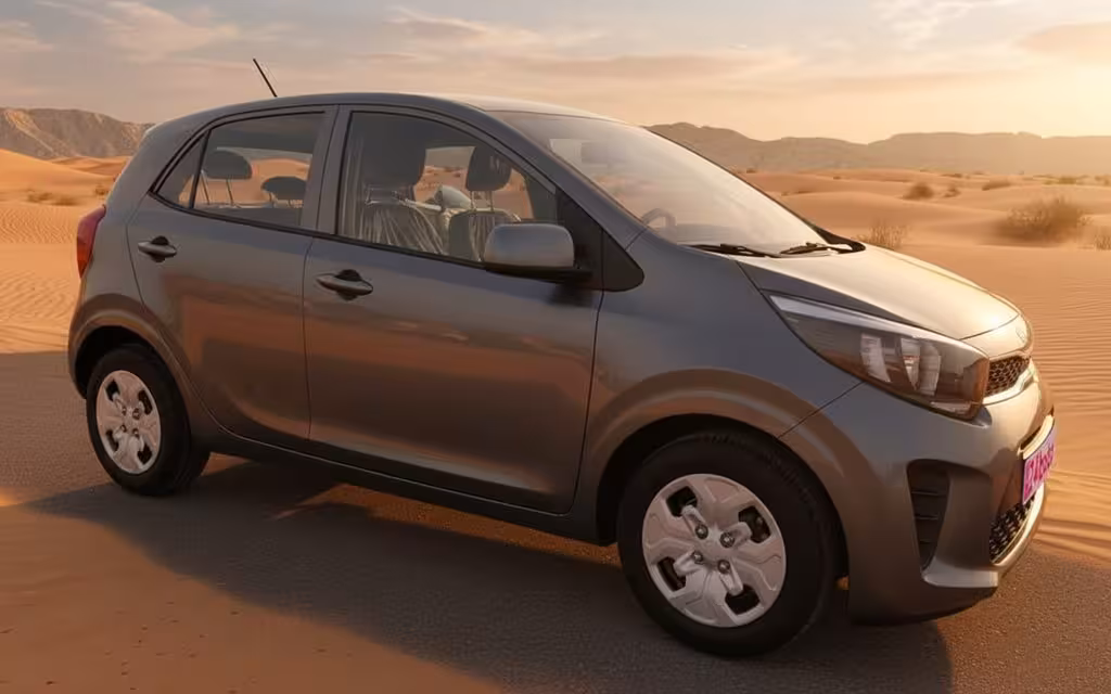 Kia Picanto 2023 Grey side profile – rental in Dubai