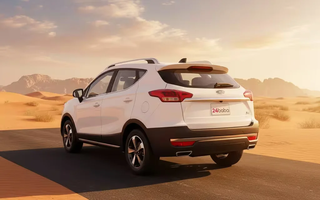 Jac S3 2024 White rear view showing taillights – rental in Dubai