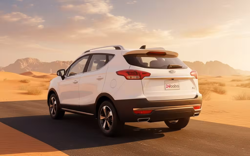 Jac S3 2024 White rear view showing taillights – rental in Dubai