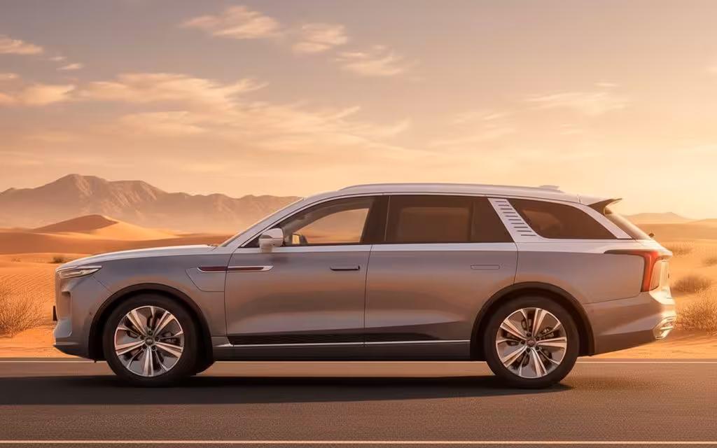 Hongqi E Hs9 2023 Grey side profile – rental in Dubai