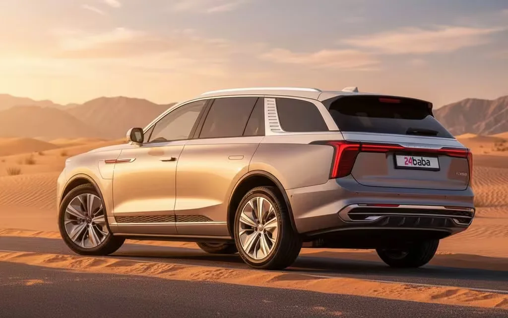 Hongqi E Hs9 2023 Grey rear view showing taillights – rental in Dubai