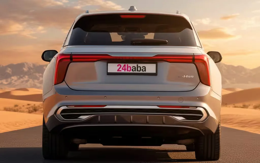 Hongqi E Hs9 2023 Grey rear view showing taillights – rental in Dubai