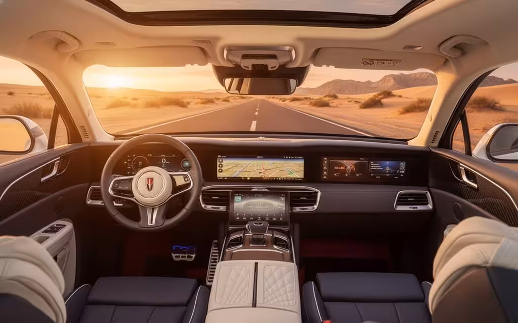 Hongqi E Hs9 2023 dashboard and infotainment – rental in Dubai