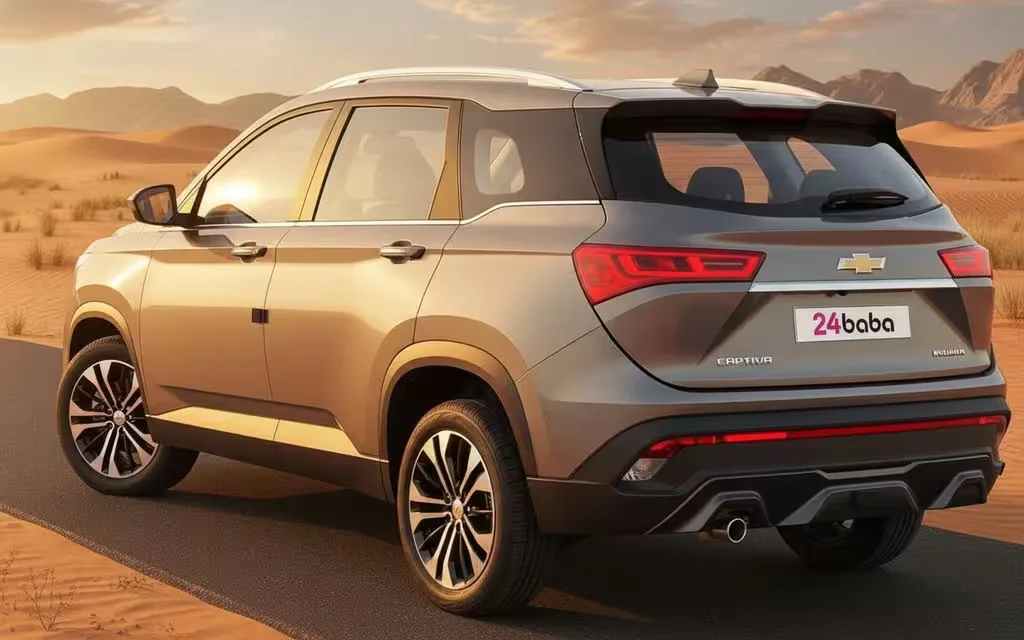 Chevrolet Captiva 2023 Silver rear view showing taillights – rental in Dubai