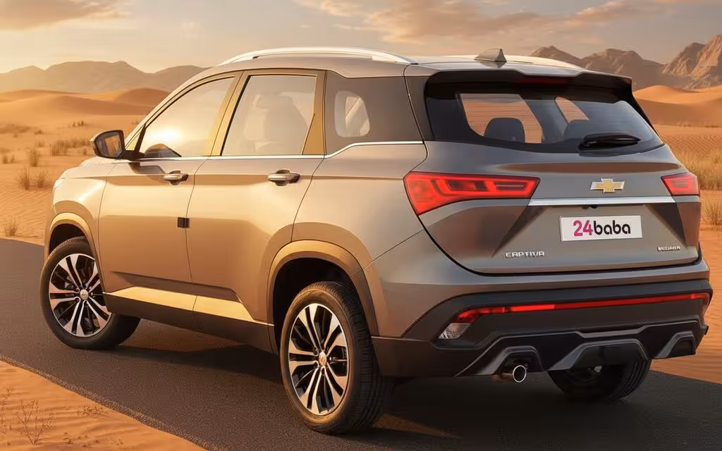 Chevrolet Captiva 2023 Silver rear view showing taillights – rental in Dubai