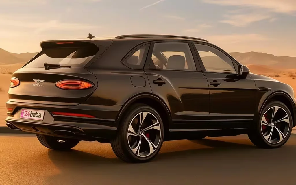 Bentley Bentayga 2025 Black rear view showing taillights – rental in Dubai