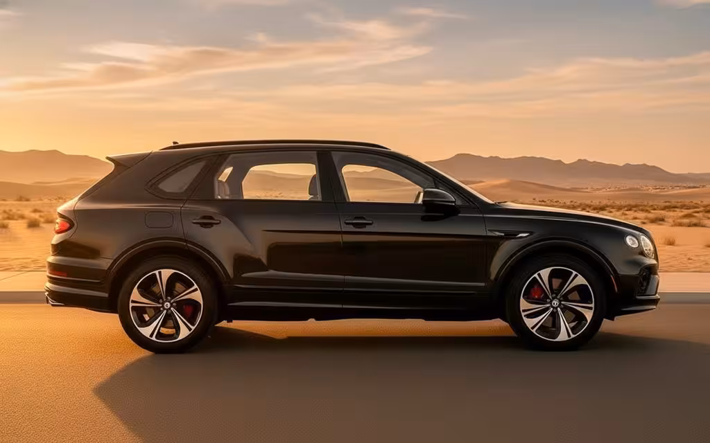 Bentley Bentayga 2025 Black side profile – rental in Dubai