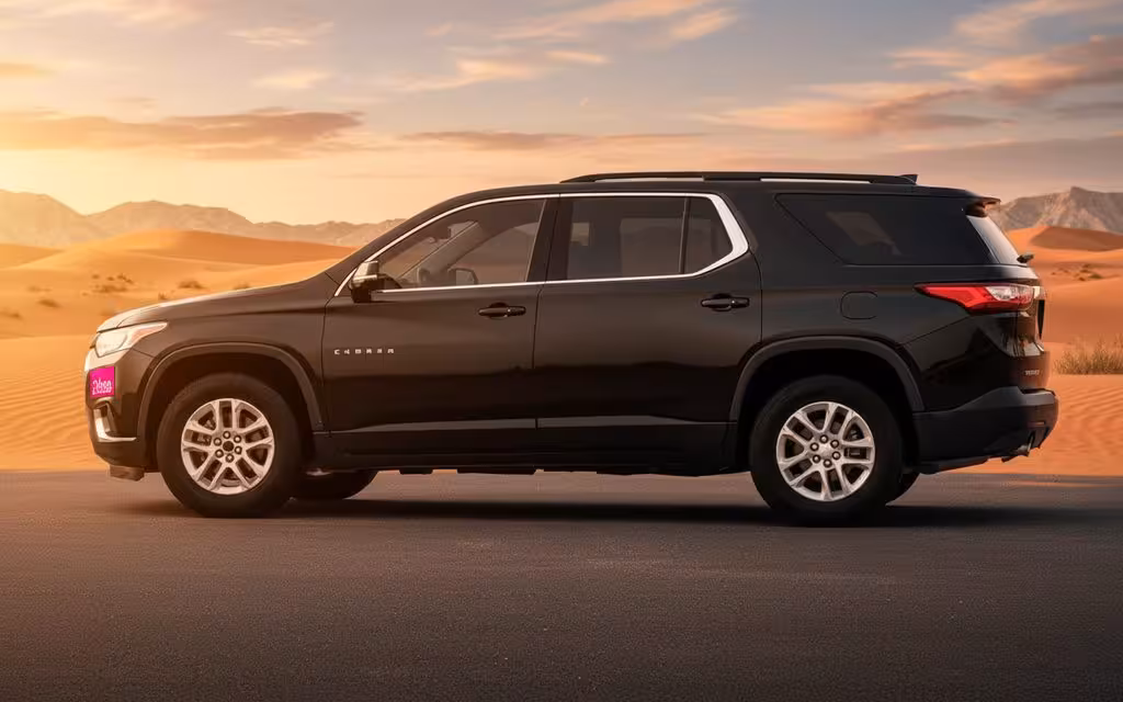 Chevrolet Traverse 2021 Black side profile – rental in Dubai