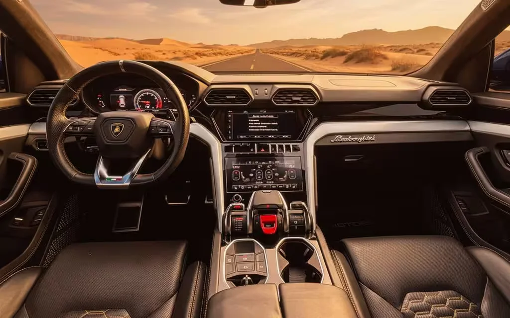 Lamborghini Urus 2021 interior view showing trim – rental in Dubai