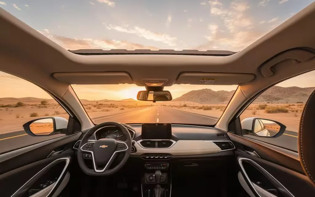 Chevrolet Captiva 2023 interior view showing trim – rental in Dubai