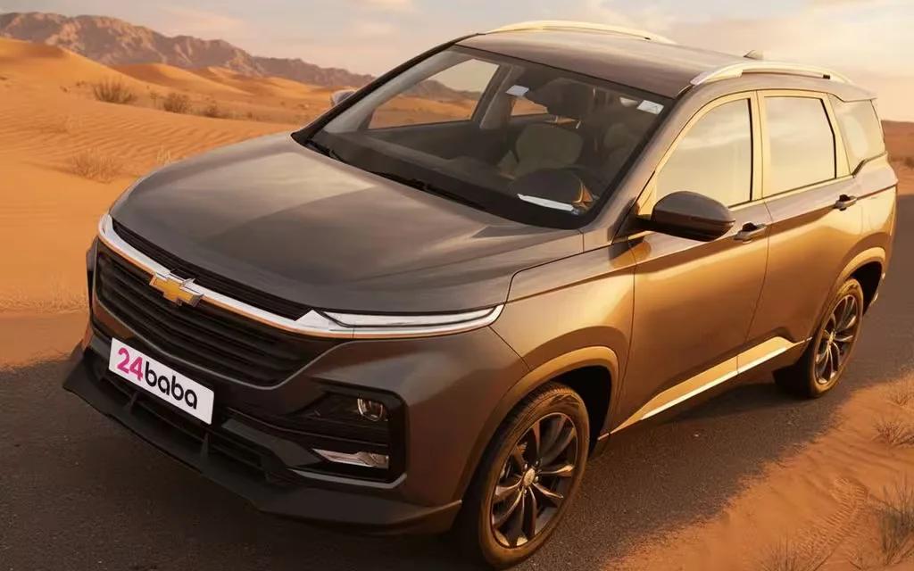 Chevrolet Captiva 2025 Grey front view with headlights – rental in Dubai