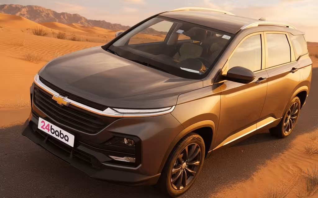 Chevrolet Captiva 2025 Grey front view with headlights – rental in Dubai