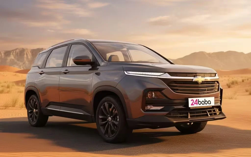 Chevrolet Captiva 2025 Grey front view with headlights – rental in Dubai