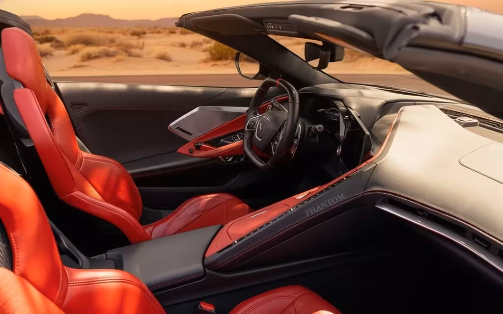 Chevrolet Corvette 2021 dashboard and infotainment – rental in Dubai