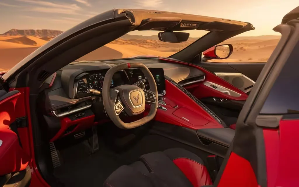 Chevrolet Corvette 2023 interior view showing trim – rental in Dubai