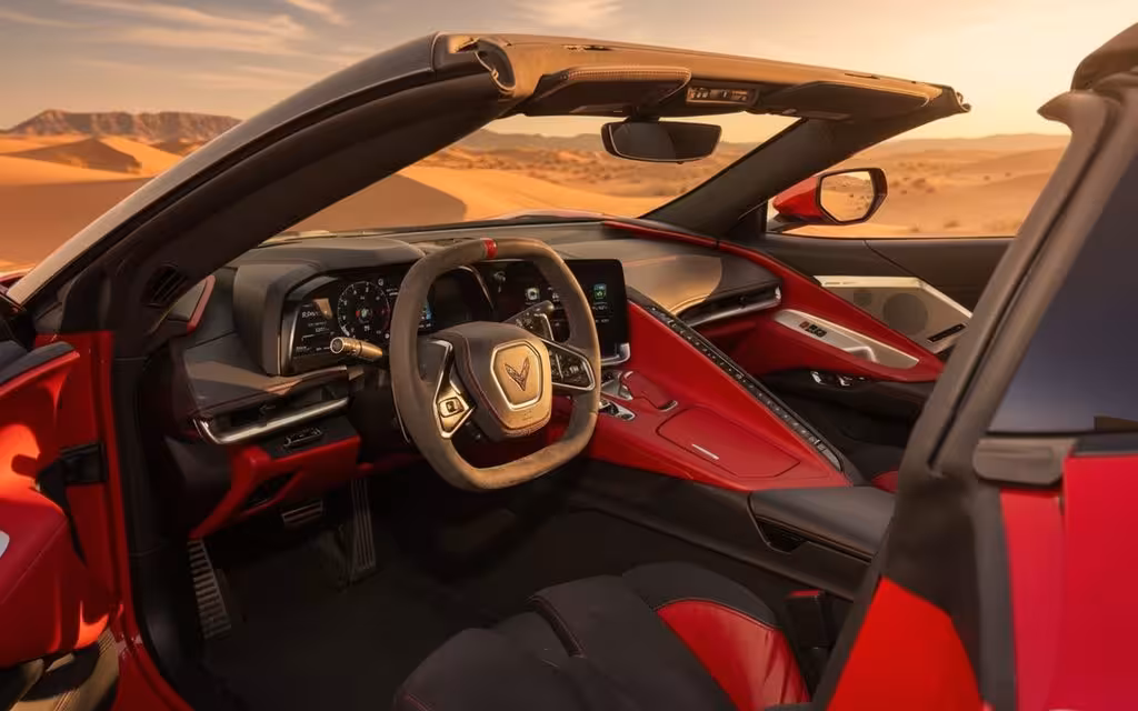 Chevrolet Corvette 2023 interior view showing trim – rental in Dubai