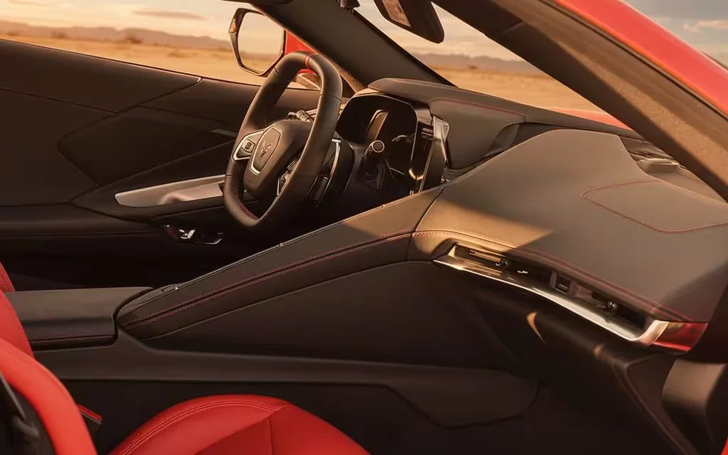 Chevrolet Corvette 2023 interior view showing trim – rental in Dubai