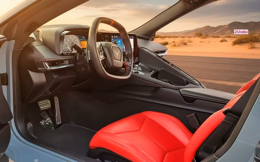 Chevrolet Corvette 2024 interior view showing trim – rental in Dubai